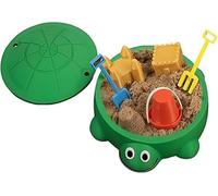 Mini Turtle Sandbox Desk Toy - Soft Sand and Small Tools, Outdoor Play Equipment and Desktop Decor, Stress Relief Novelty Gift for Adults and Kids at Home and Office (Green)