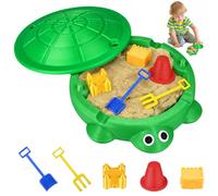 Mini Turtle Sandbox Garden Toys, Sand Pit with Lid Sandpit Outdoor Beach Toys, Zen Garden Turtle Sandbox with Lid, Stress Relief Sensory Fights Toys for Kids Adults.