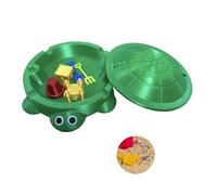 Mini Turtle Sandbox with Lid - Desktop Sand Box Toy for Kids, Toddlers, Table Zen Playset, Stress Relief & Decorative Outdoor/Indoor Sand Pit (Green)