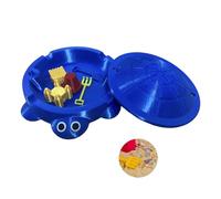 Mini Turtle Sandbox with Lid - Desktop Sand Box Toy for Kids, Toddlers, Table Zen Playset, Stress Relief & Decorative Outdoor/Indoor Sand Pit (Dark Blue)