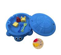 Mini Turtle Sandbox with Lid - Desktop Sand Box Toy for Kids, Toddlers, Table Zen Playset, Stress Relief & Decorative Outdoor/Indoor Sand Pit (Sky Blue)