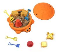 Mini Turtle Sandbox with Lid for Desk, Portable Sand Toy with Molds Mini Tools, Minis Zen Garden Kit, Desktop Decor Accessories for Home and Office, Stress Relief Novelty Gift for Kid Adult (Orange)
