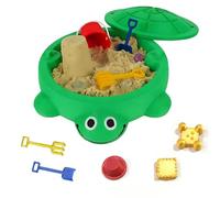 Mini Turtle Sandbox with Lid for Desk, Portable Sand Toy with Molds Mini Tools, Minis Zen Garden Kit, Desktop Decor Accessories for Home and Office, Stress Relief Novelty Gift for Kid Adult (Green)