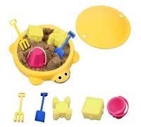 Mini Turtle Sandbox with Lid - Portable Play Sand Box for Kids, Zen Sensory Sandscape Kit with Molds & Mini Tools, Fun Gifts & Home Office Decor for Meditation & Stress Relief (Yellow)