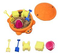 Mini Turtle Sandbox with Lid - Portable Play Sand Box for Kids, Zen Sensory Sandscape Kit with Molds & Mini Tools, Fun Gifts & Home Office Decor for Meditation & Stress Relief (Orange)