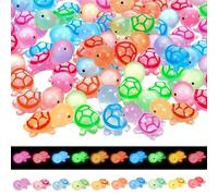 Mini Turtles 100 Pack Mini Resin Animals Minii Figures Resin Turtles Glow in the Dark Animals for DIY Garden Miniature Landscape Aquarium Dollhouse Decoration (10 Colors)