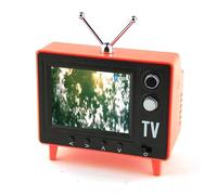 mini tv retro Retro Mini TV, 2.4 Inch Portable Tiny Vintage with 8gb Storage, Ips HD Screen & 1500mah Battery for Dollhouse Miniature Scenes, Orange