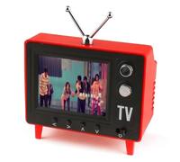 mini tv retro Retro Mini TV, 2.4 Inch Portable Tiny Vintage with 8gb Storage, Ips HD Screen & 1500mah Battery for Dollhouse Miniature Scenes, Red