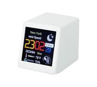 Mini TV Smart WIFI Weather Station, Digital Ornament, 1.54 Inch Screen, Easy Operation, Worldwide City Support, Animation Display(white)