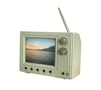 Mini TV Toy for Dollhouse, Rechargeable Mini Retro TV Cartoon Player with 8GB Memory, Supports Headphones & USB Playback, Television Furniture for Dollhouse Miniature Scenes (Green)