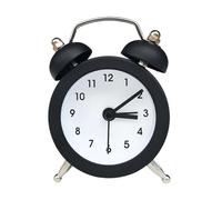 Mini Twin Bell Alarm Clock Set - 3x2 inch Loud Vintage Metal Alarm Clocks with Stereoscopic Dial, Analog Travel Clocks with Backlight, Silent Non-Ticking Design for Heavy Sleepers (Black)