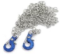 Mini Universal RC Tow Hook with Silver Chain for Axial SCX10, HSP 94180, RC4WD D90, Traxxas TRX4, CC01, D110, TF2, Tamiya TRX4-24mm Hook, 100cm Chain for Crawler, Off-Road, and Recovery Models(Blue)