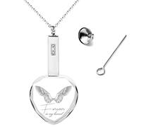 Mini Urn Necklace for Ashes-Cremation Jewelry for Ashes, Crystal Heart Urn Keepsake Memorial Ashes Necklace for Men Women, Middle, Crystal, Crystal