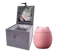 Mini Urns for Ashes, Handicrafted Matte Ceramic Cat Ashes Urns Small Pets Ashes Keepsake Memorial Gift, Ashes Holder with Exquisite Box-Pink Small