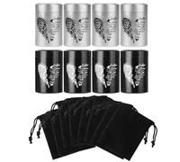 Mini Urns for Human Ashes Set of 8, Black and Silver Angel Wings Small Keepsake Urns for Ashes 4 Pack (2.7 x 1.6 Inch, Aluminum)