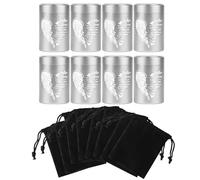 Mini Urns for Human Ashes Set of 8, Small Silver Angel Wings Keepsake Urns for Ashes 4 Pack (2.7 x 1.6 Inch, Aluminum)