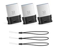 Mini USB 3.0 Flash Drive 32GB 3 Pack, Ultra Small Thumb Drive, Portable Waterproof USB Stick with Lanyard Hole, Plug and Play for Laptop PC Smart TV Car