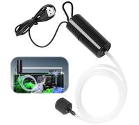 Mini USB Aquarium Air Pump, Portable Ultra Silent Bubble Oxygenator with Airstone Airline Tubing, Small Air Aerator Pump for Fish Tank (1W, Black)
