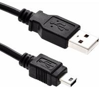 Mini USB Cable Charger Lead A to 5 Pin Mini B Sync Charge Compatible With Garmin - 0.5 Meter (Black)