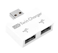 Mini USB Charger Splitter Adapter, DC 5V USB 2.0 Male to 2-port USB Charger with Plug and Play, for Dual USB Dock, Charger(Weiß)