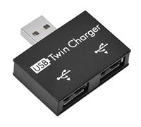 Mini USB Hub, DC 5V USB 2.0 Male to 2-Port USB Twin Charger Splitter Adapter Kit, USB Charger Dual Port for Devices Charging(black)