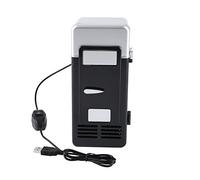 Mini USB Refrigerator Cooler Beverage Drink Cans Refrigerator and Heater for Office Desktop Hotel Home Car (Black)(Color:Black)