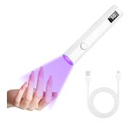 Mini UV Lamps for Gel Nails with LED Screen 3W Nail Lamp Handheld 180mAh USB Rechargeable Quick Drying 20s 60s Timer Portable Led Flashlight Gift for Women Nail Glue Stickers DIY Home Travel, White