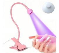 Mini UV Nail Lamp, Small LED Lamps for Gel Nails, Portable LED Switch Clip-On Flexible Desk Mini Portable USB for DIY Manicure Alle Gel