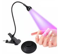 Mini UV Nail Lamp, Small LED Lamps for Gel Nails, Portable LED Switch Clip-On Flexible Desk Mini Portable USB for DIY Manicure Alle Gel