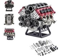 Mini V8 Engine Model Kit That Works, MAD RC Simulation Dynamic IC Engine Model DIY Assembly for AX90104 SCX10Ⅱ Capra VS4-10 Pro/Ultra Model Car