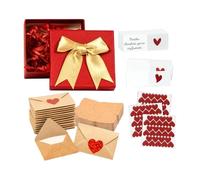 Mini Valentine Greeting Cards, 60 Pieces Heart Design Notes, Romantic Envelopes Card Holder, Sweet Love Message + Wedding Favor, Compact Size + Holiday Birthday Boyfriend Girlfriend Couples Bag Purse