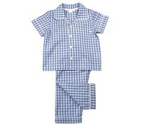 Mini Vanilla London Boys 100% Cotton Summer Traditional Check Pyjama Set: Premium quality boys PJ's in ages 1 to 10 Years. (as8, age, 5_years, 6_years, regular) Blue/White