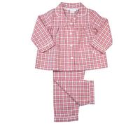 Mini Vanilla London Girls Traditional Cotton Pyjamas Set. Kids Pyjamas for girls in a seersucker pink and white stripe. Summer PJ Set made from 100% cotton luxury quality. Ages 1-10 Years
