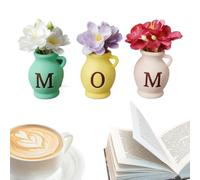 Mini Vase Magnets - 3 Piece Silicone Refrigerator Decor, Cute Magnetic Holders for Fridge, Decorative Set with Artificial Flowers, Kitchen Accent, Locker Magnets for Office and School Whiteboard