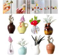 Mini Vase Magnets for Fridge, Mini Ceramic Vase Magnets for Refrigerator, Plant Vases Refrigerator Magnets Cute, Tiny Magnetic Vases Decorative, Small Fridge Accessories Kitchen(8PCS)