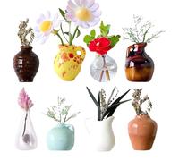 Mini Vase Magnets Fridge, 3D Cartoon Magnetic Refrigerator Vases, Multifunctional Wall Flower Holders 1.18 x 1.5 inches for Kitchen, Dorm, Cute Home Decor Accessories