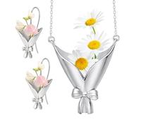 Mini Vase Necklace - Durable Versatile Elegant Flowers Earrings with Pendant for Women Mom, Girlfriend Wife Special Occasions Party | Multipurpose Outdoor Indoor Utility Performance