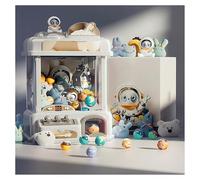 Mini Vending Machine , Mini Claw Machine for Kids with Light and Music,2 Panda Doll,25 Dolls,20 Gashapons , Tiny Claw Machine for Home Party Christmas Birthday Gifts