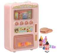 Mini Vending Machine, Toy Vending Machine for Drinks, Cute Mini Things with Game Coins Drinks Prop, Mini Things for Doll House Furniture Kitchen Decoration(Pink)