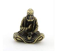 Mini Vintage Brass Dharma Buddha Statue Incense Holder Decoration Ornament Sculpture Home Office Desk Ornament Bodhisattva Buddhist Collection Gift Art collection