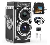 Mini Vintage Camera, Portable Retro Twin-Lens Reflex Digital Camera with 16GB Card, 12MP Photos, Autofocus, 1080P FHD Video, 1000mAh Battery and Dual Filters