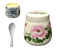 Mini Vintage Ceramic Coddled Egg Cups with Lids, Ceramic Egg Coddler Boiled Cooker Cup, 0.92 floz 1.7/3.14 X 3.3 Inch, with a Twistable Lid, Temperature Resistant (#3,1PC)