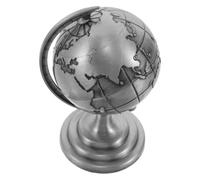 Mini Vintage Iron Globe Desk Ornament for Office Tabletop Decor | Silver Metal Finish, Sturdy Base, Compact Footprint, Secure Placement, Suitable for Students and Workers