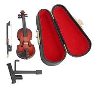 Mini Violin 3.2 inch Realistic Tiny Violin Figurine with Stand and Case for Home Desktop Miniature Dollhouse Accessories Toy Tiny Miniature Dollhouse Accessories