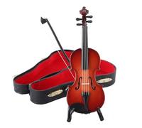Mini Violin Model 8cm Realistic Decorative Miniature Violin Non-Functional Leather And Case Includes Stand For Display X8Y1