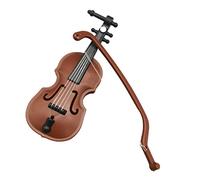 Mini Violin Model 8x3cm Crafts Plastic Miniatures Violin Musical Instrument Ornament Dollhouse Decoration Gift Toy (Brown)