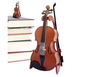 Mini Violin Model - The Most Decorative Wooden Style Hand Carved Instrument | Creative Miniature Musical Ornament Gift for Children, Teens, Adults, Desk,