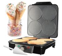 Mini Waffle Ice Cream Cone Maker - Bake 4 Homemade Mini Cones at Once, Includes Shaper Roller - Make Fun Bite Sized Entertaining Desserts for Holiday Parties, Special Occasions and Gift Giving Treats