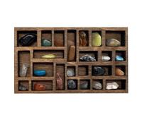 Mini Wall-Mounted Wooden Shadow Box, 25 Compartment Grid Shadow Box, 7x5cm Cubby Organizer, Wooden Miniature Ornament Holder, Wall Display Shelf for Tiny Collectibles or Trinkets