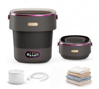 Mini Washing Machine, 13L Portable Foldable Washer, Small Laundry Unit with Spin Dryer, Collapsible Camping Washer for Underwear, Socks, Travel, RV Black